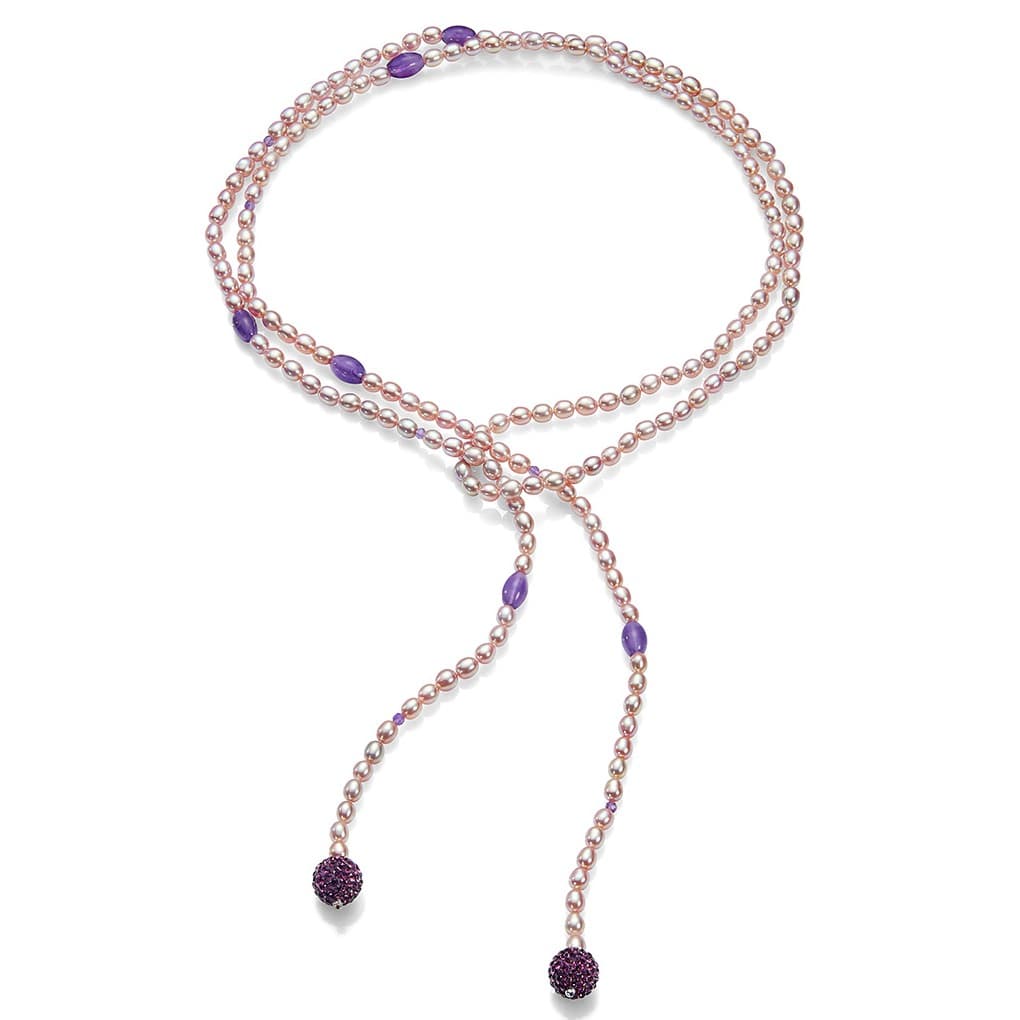 Ожерелье Wild Berry из пресноводного розового жемчуга с аметистами