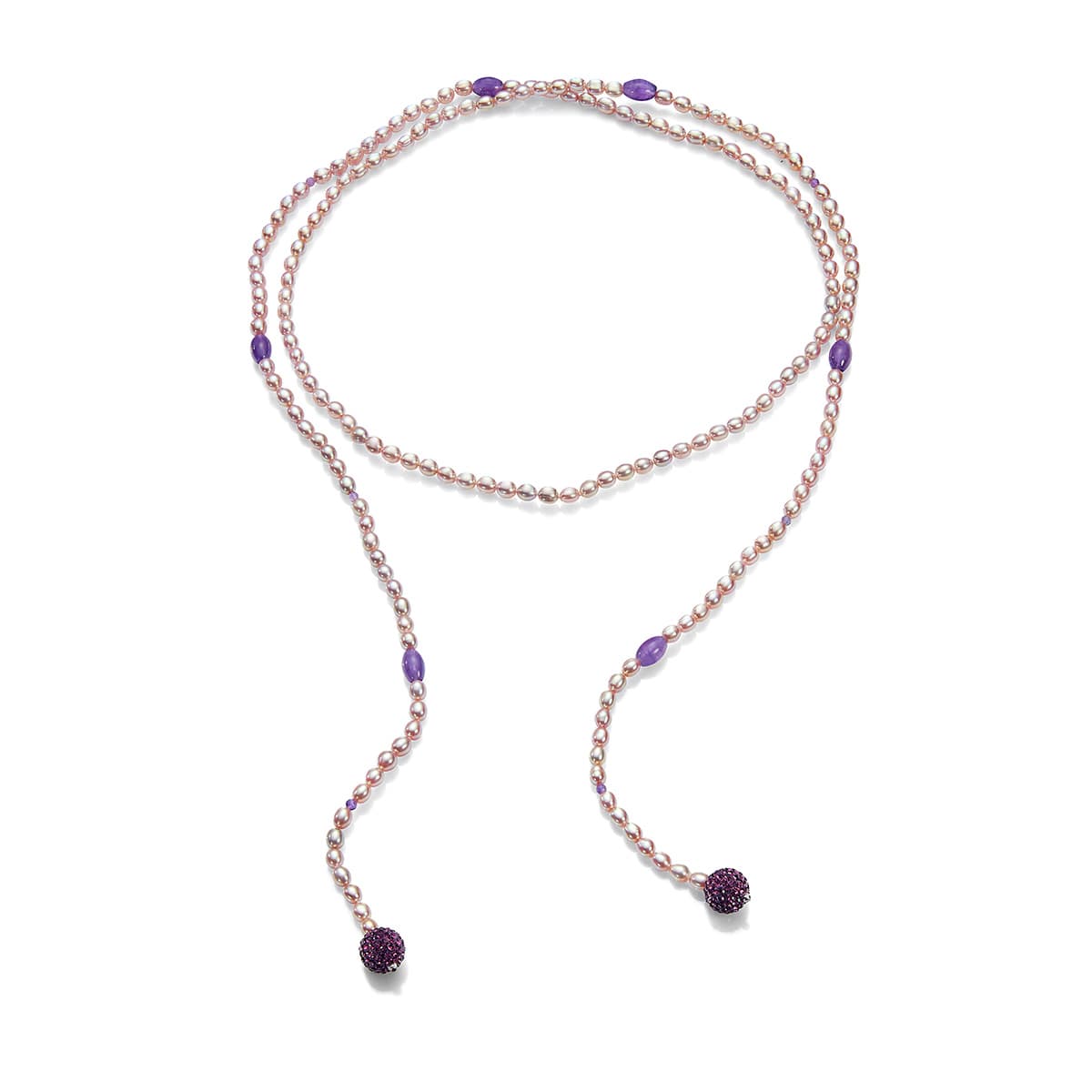 Ожерелье Wild Berry из пресноводного розового жемчуга с аметистами