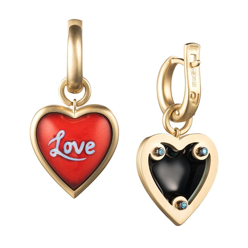 Золотые серьги-трансформеры Сердечки с бриллиантами от Daiko Jewellery