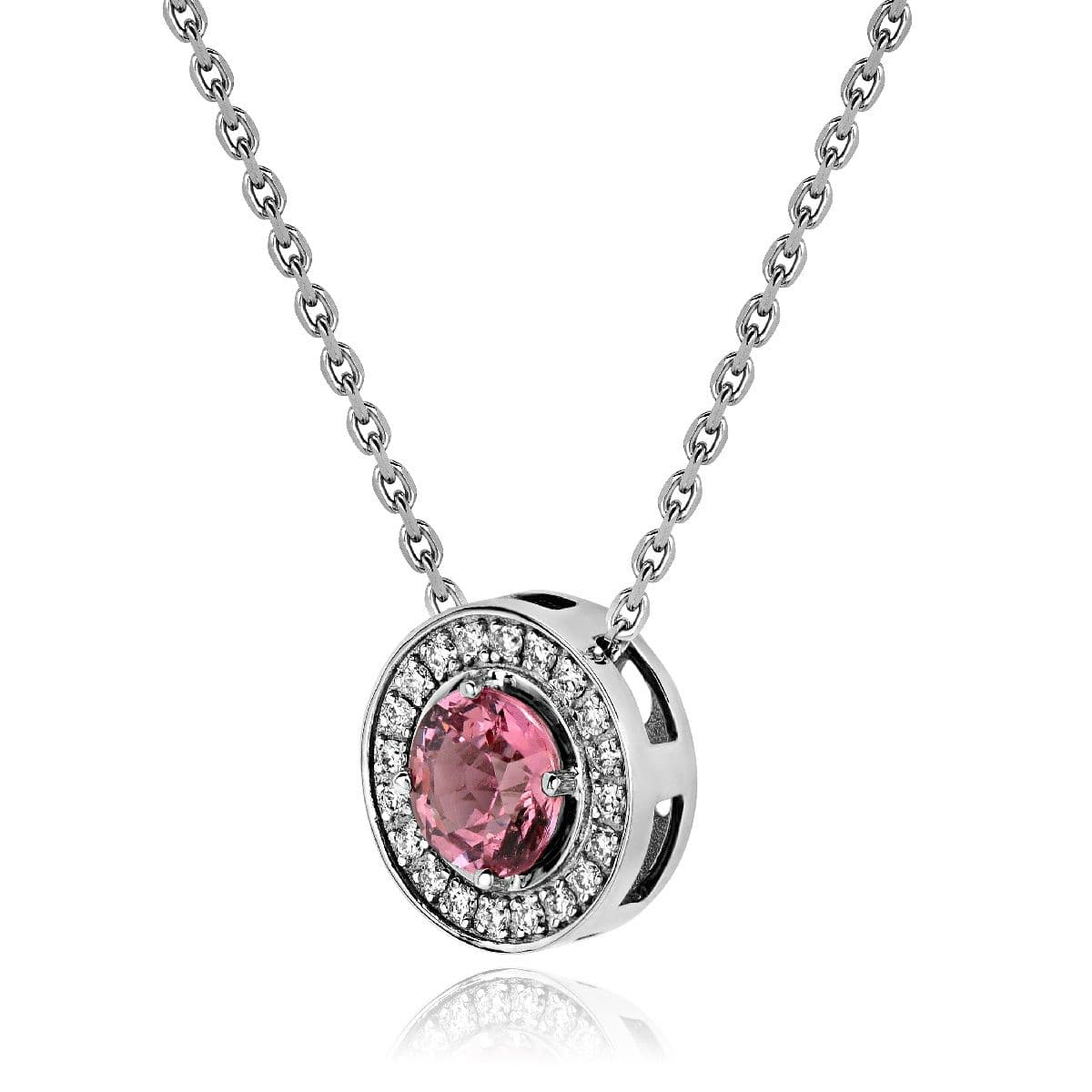 Колье Collana от GEMGALLERY из белого золота с розовой шпинелью и бриллиантами
