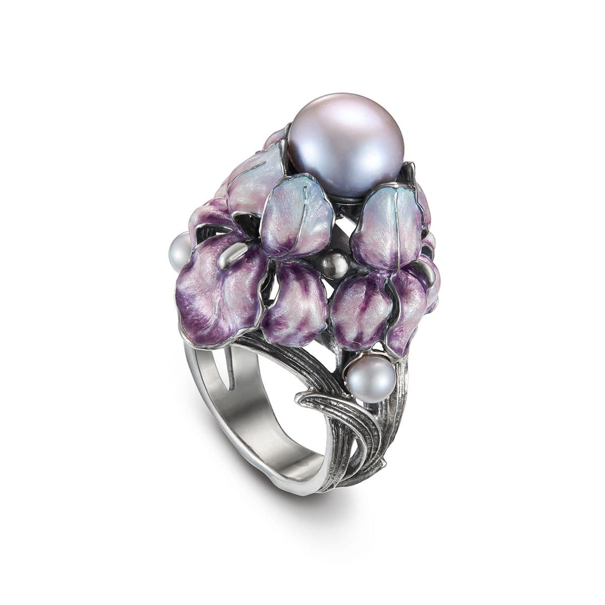 Серебряное кольцо Ирисы от DARIA.JW с культивированным жемчугом 
