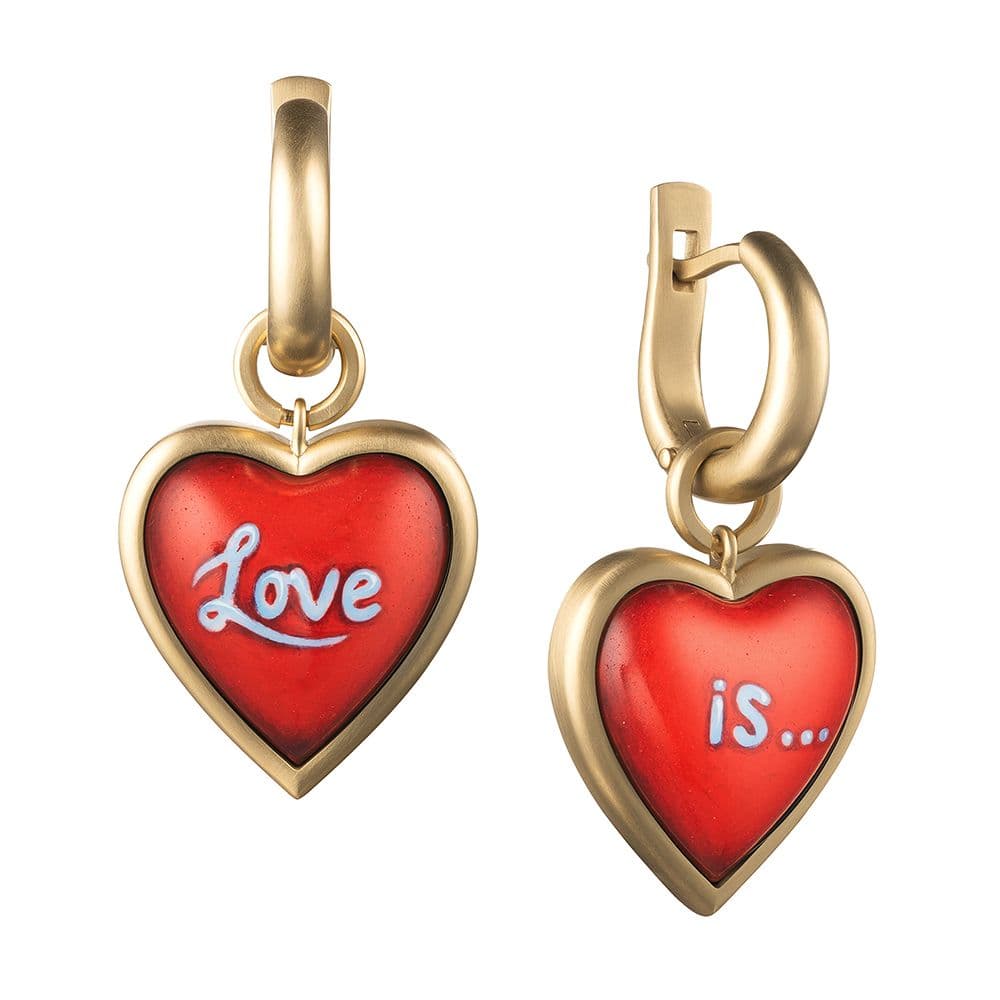 Золотые серьги-трансформеры Сердечки с бриллиантами от Daiko Jewellery
