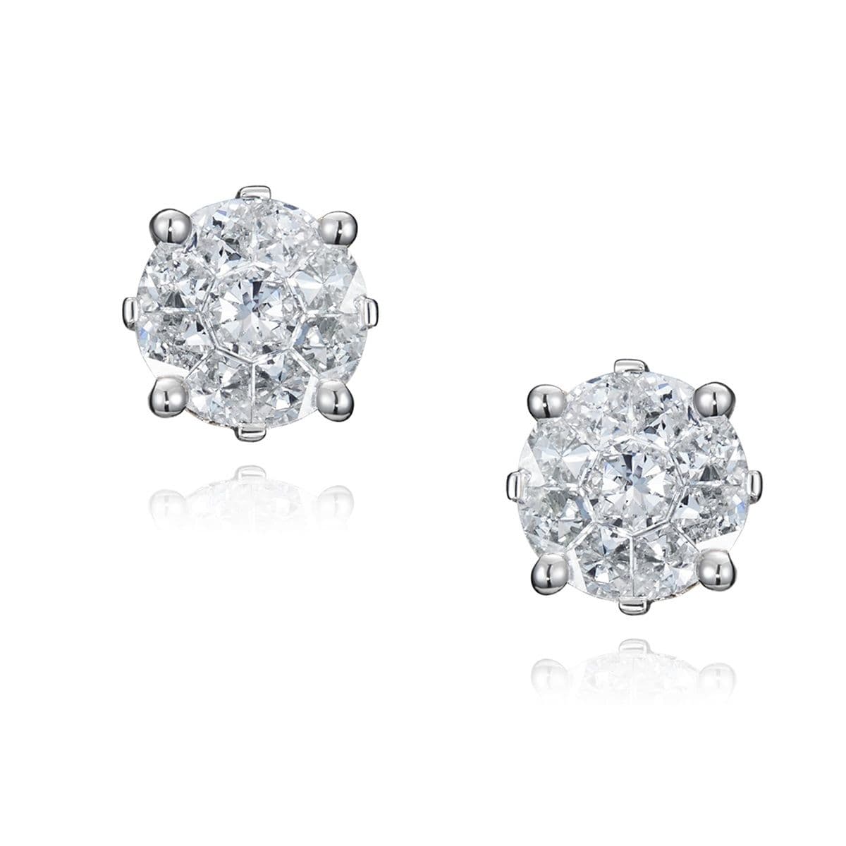 Серьги-пусеты Zaretti от ювелирной компании FRESH JEWELRY из белого золота и бриллиантов
