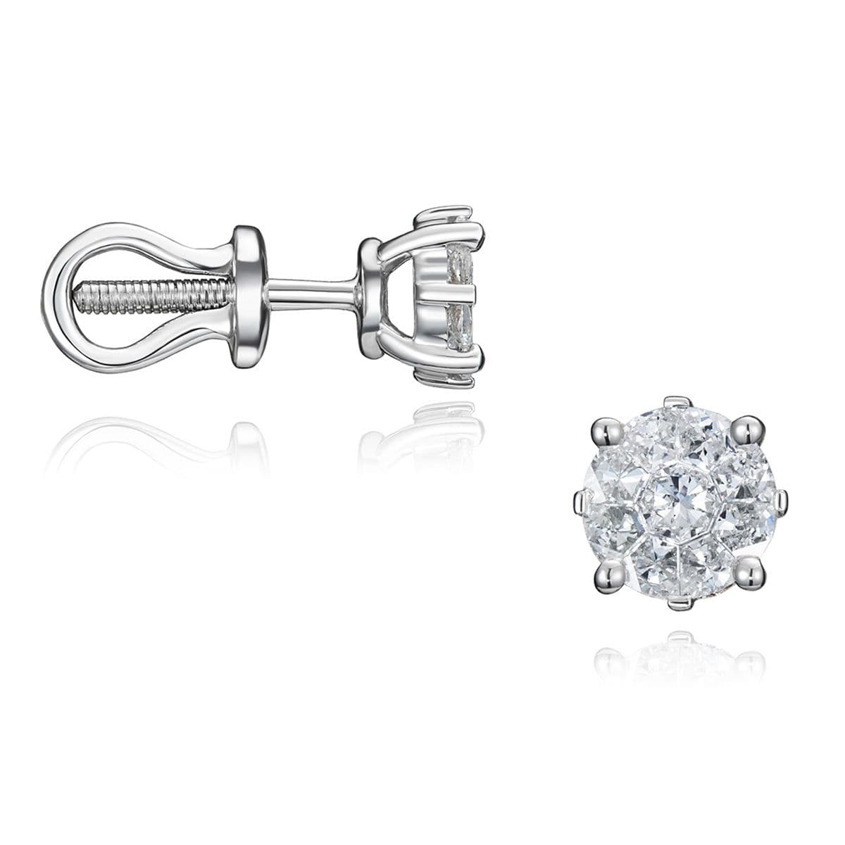 Серьги-пусеты Zaretti от ювелирной компании FRESH JEWELRY из белого золота и бриллиантов