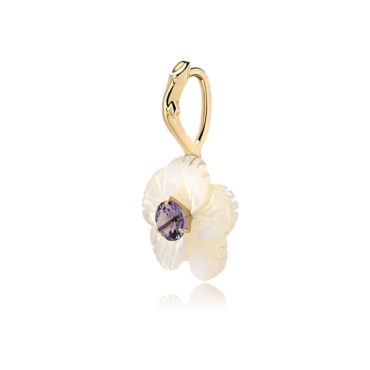 Золотая подвеска Fleur с перламутром и шпинелью от GEMGALLERY