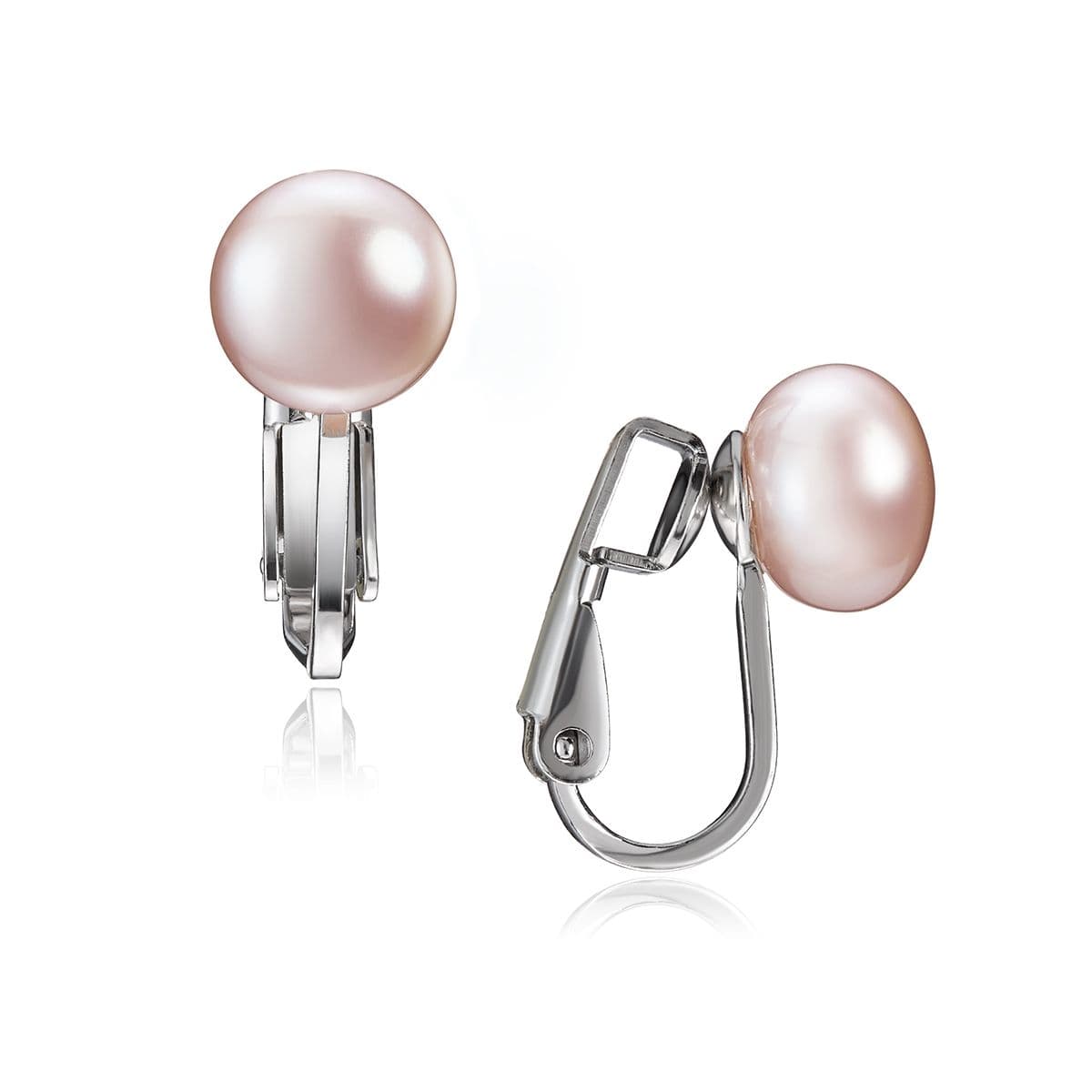 Серебряные клипсы Nasonpearl с жемчугом цвета лаванды