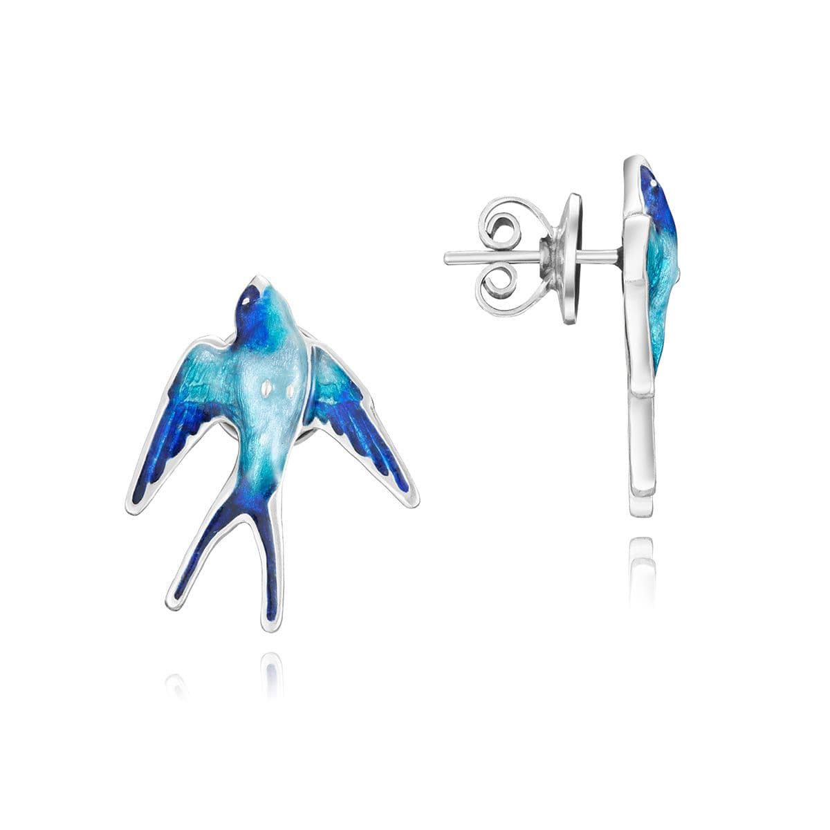 Серебряные серьги Ласточки с горячей эмалью от DARIA.JW