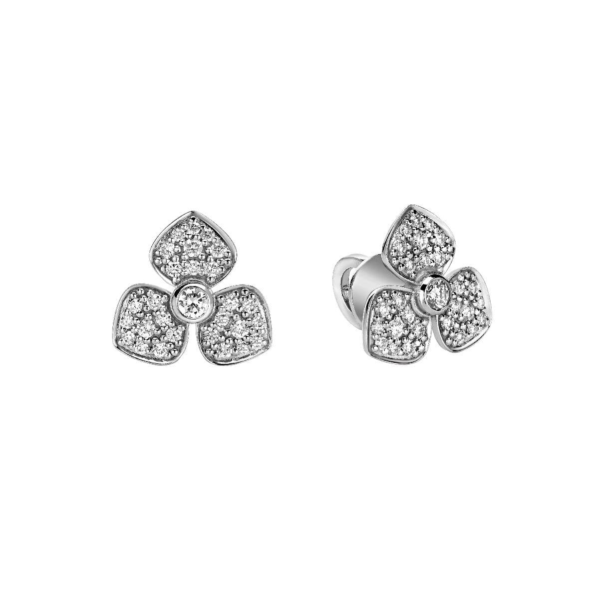 Серьги-пусеты Клевер из белого золота и бриллиантов от GEMGALLERY