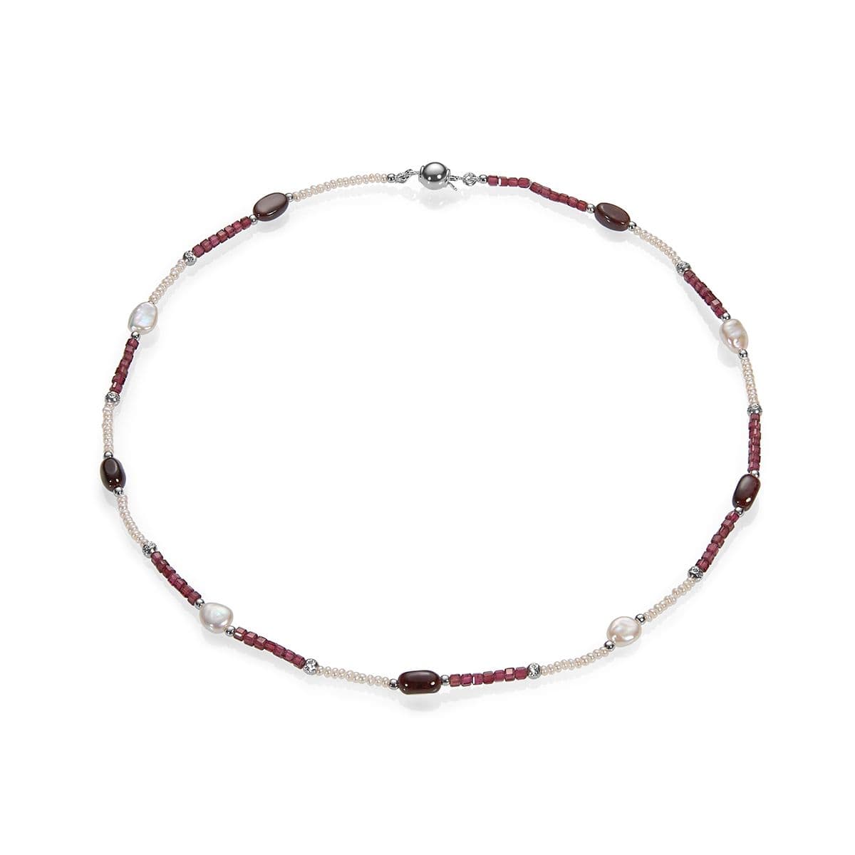 Серебряное ожерелье Бургунди из жемчуга и гранатов от Nasonpearl