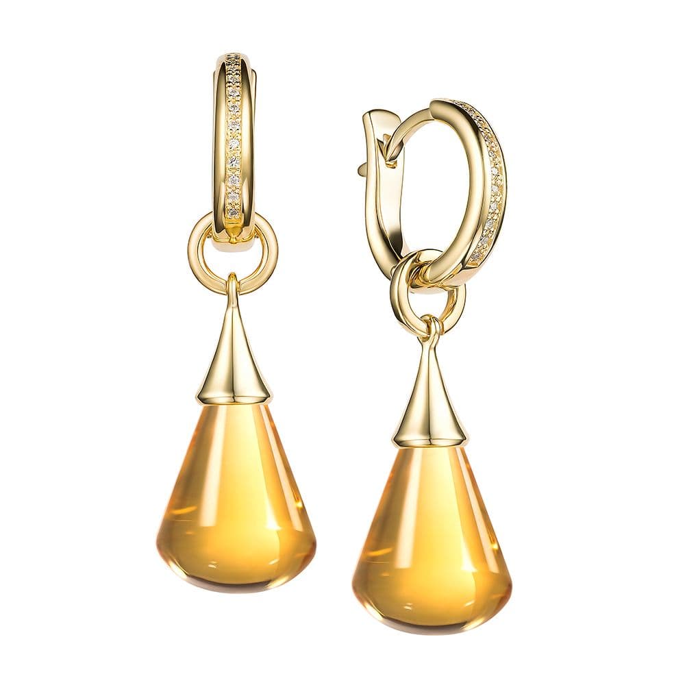 Золотые серьги-трансформеры Алхимия от Daiko Jewellery с цитринами и бриллиантами