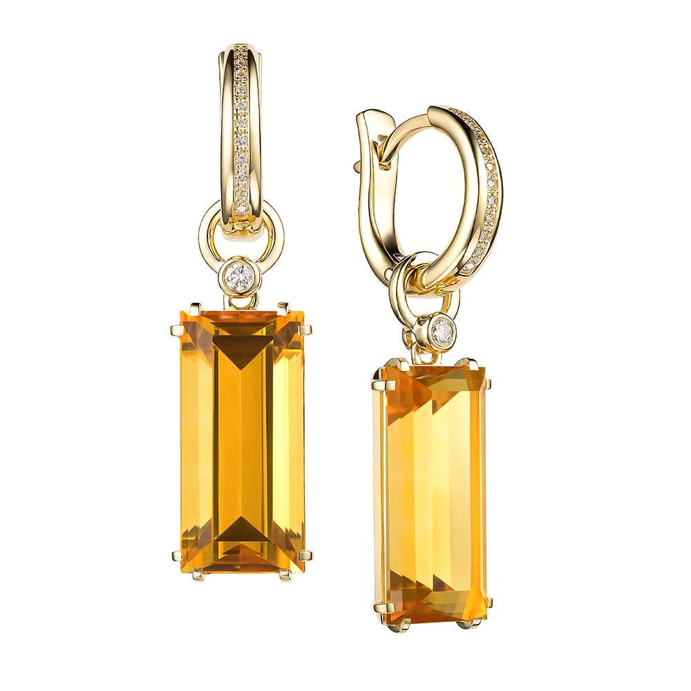 Золотые серьги-трансформеры Мадейра Daiko Jewellery с цитринами и бриллиантами