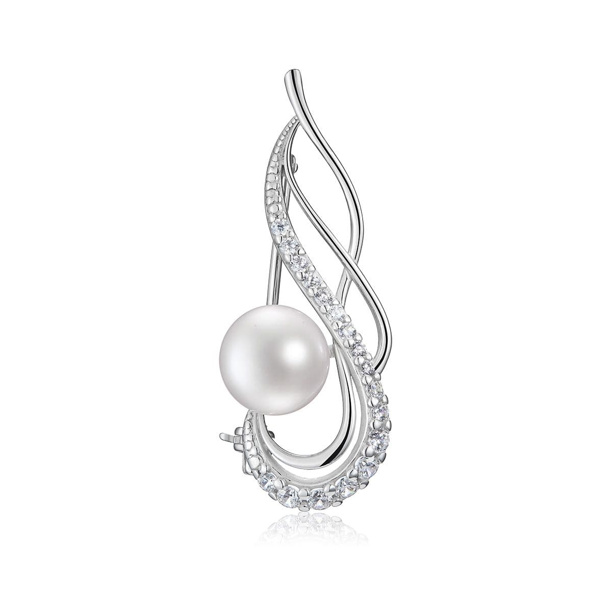 Серебряная брошь Arietta от ювелирной компании АРИНА с жемчугом и циркониями