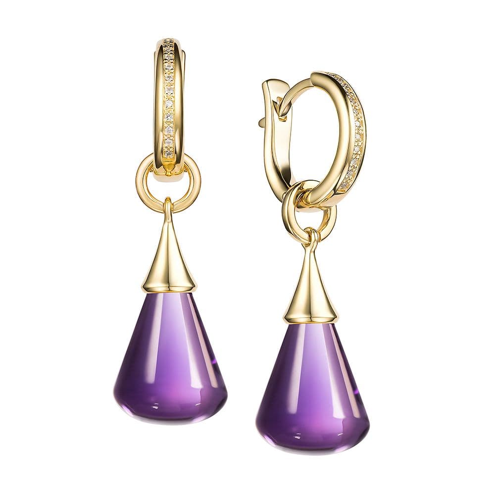 Золотые серьги-трансформеры Алхимия с аметистами и бриллиантами от Daiko Jewellery