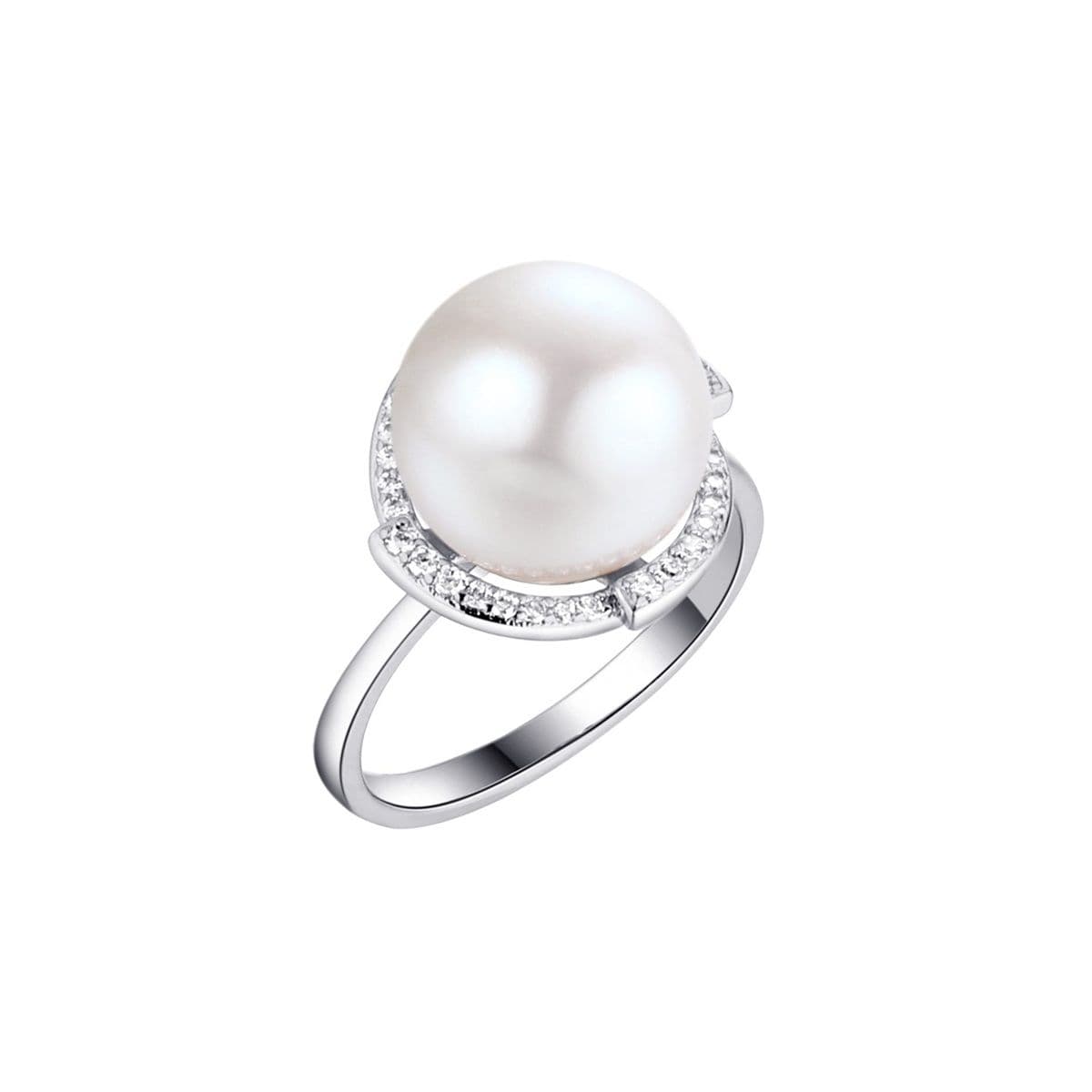 Серебряное кольцо Eliana от Nasonpearl с белым жемчугом и циркониями