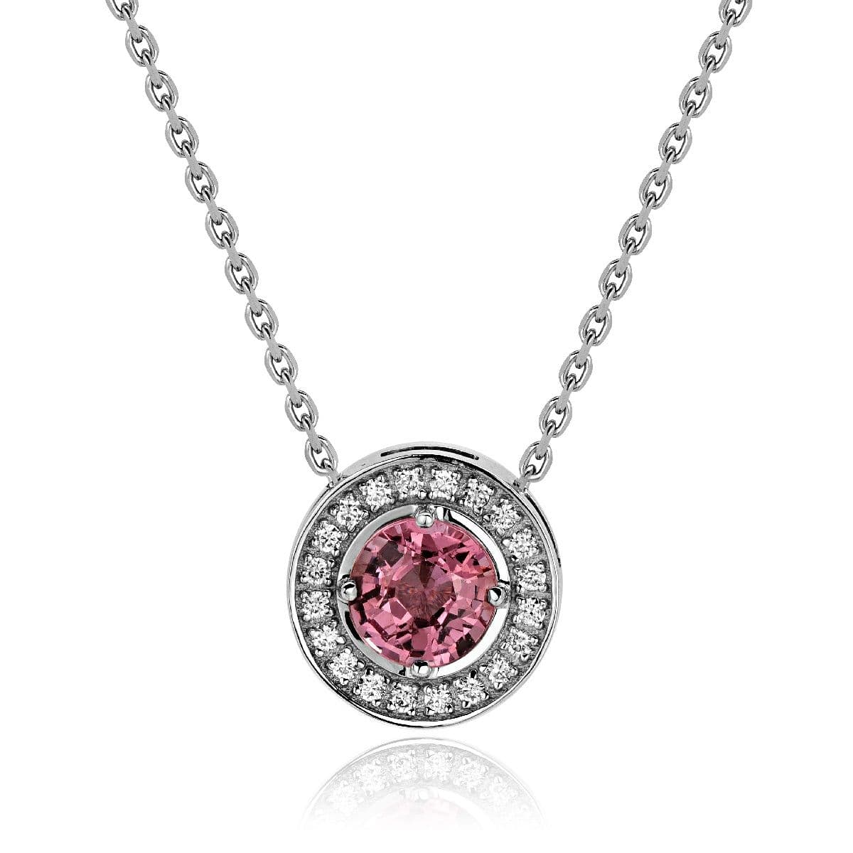 Колье Collana от GEMGALLERY из белого золота с розовой шпинелью и бриллиантами