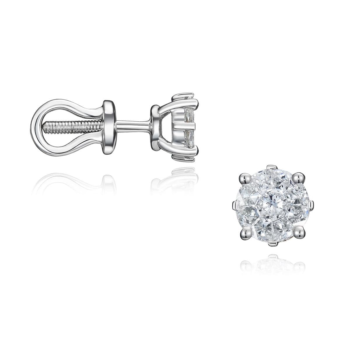 Серьги-пусеты Zaretti от ювелирной компании FRESH JEWELRY из белого золота с бриллиантами