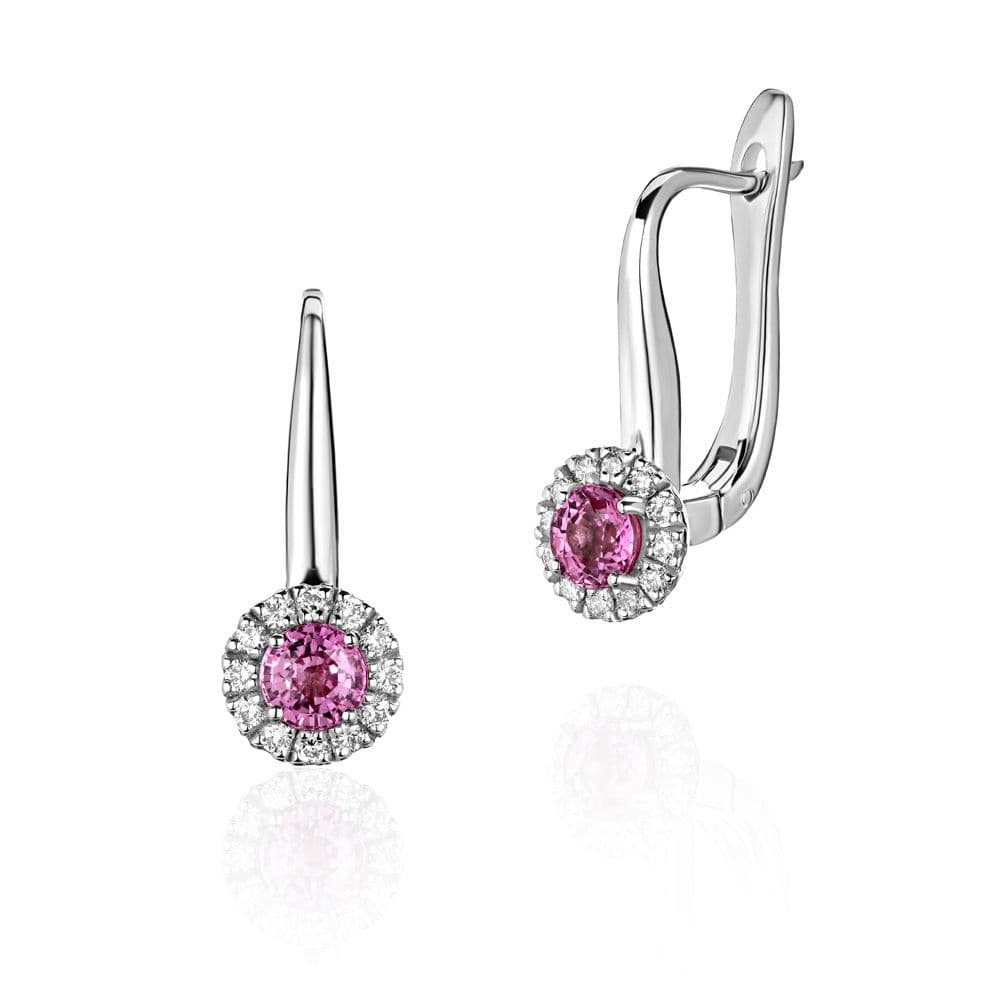 Серьги Evita от GEMGALLERY из белого золота с розовыми сапфирами и бриллиантами