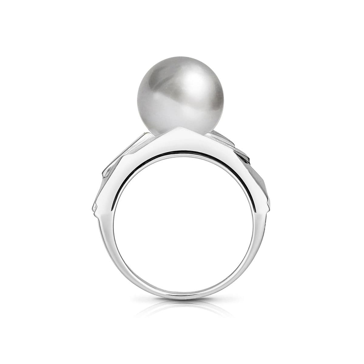 Серебряное кольцо Авангард с серым пресноводным жемчугом от Nasonpearl
