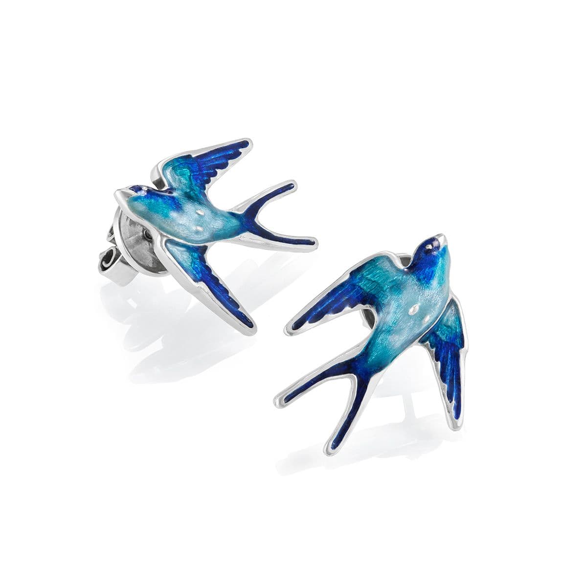 Серебряные серьги Ласточки с горячей эмалью от DARIA.JW