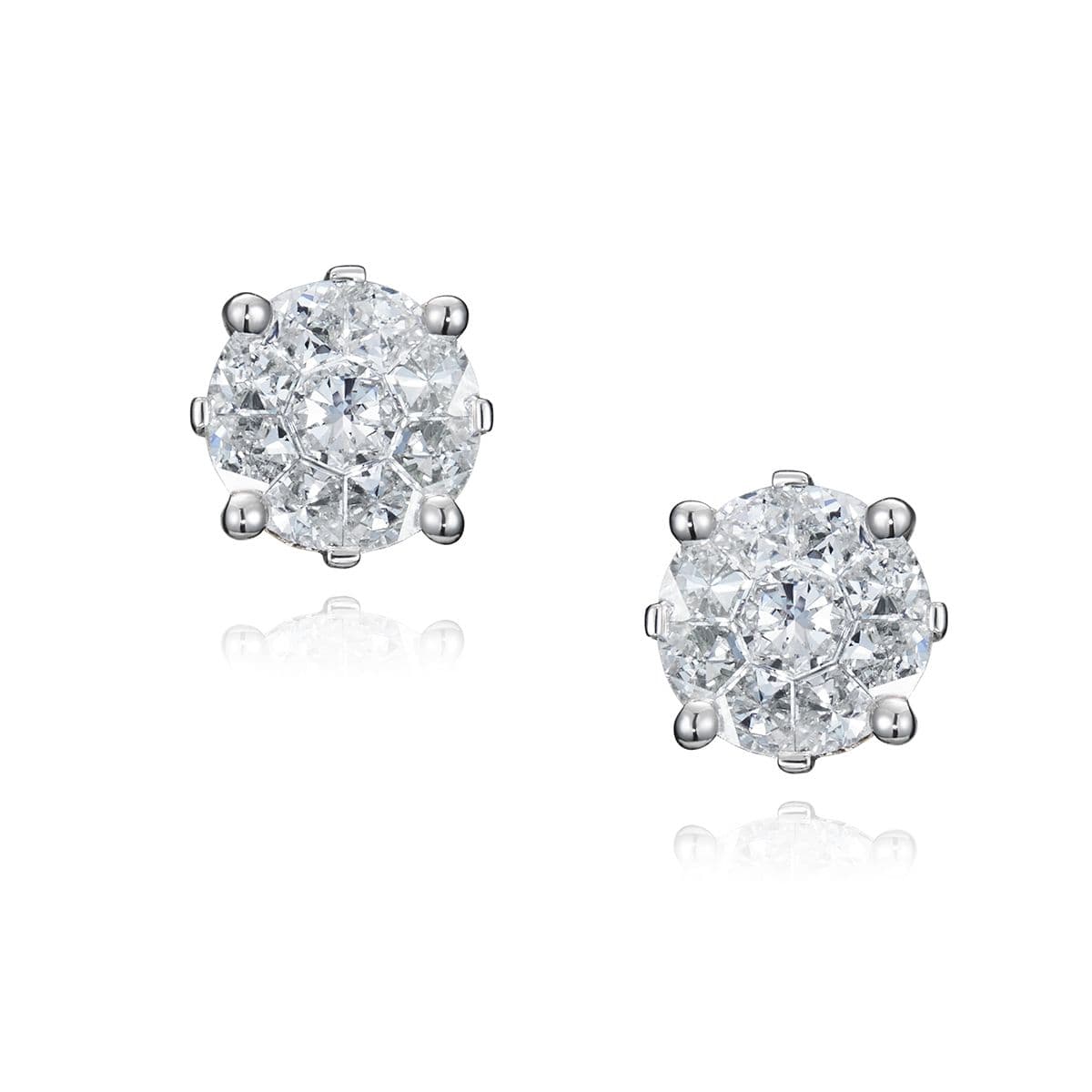 Серьги-пусеты Zaretti от ювелирной компании FRESH JEWELRY из белого золота с бриллиантами