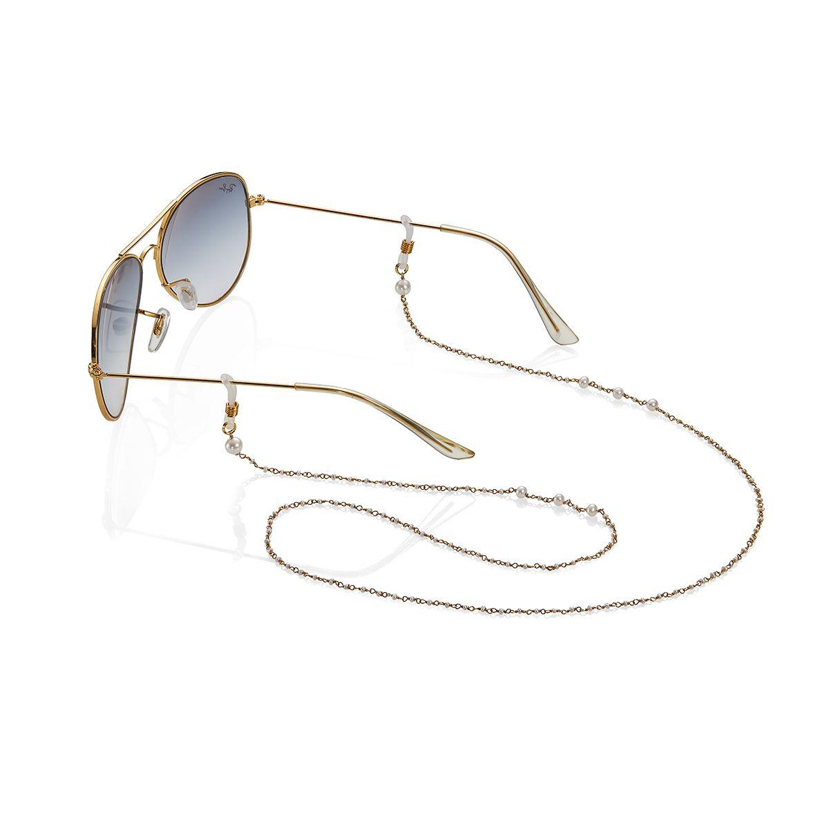 Позолоченная цепочка для очков Chaîne de Lunettes с белым жемчугом