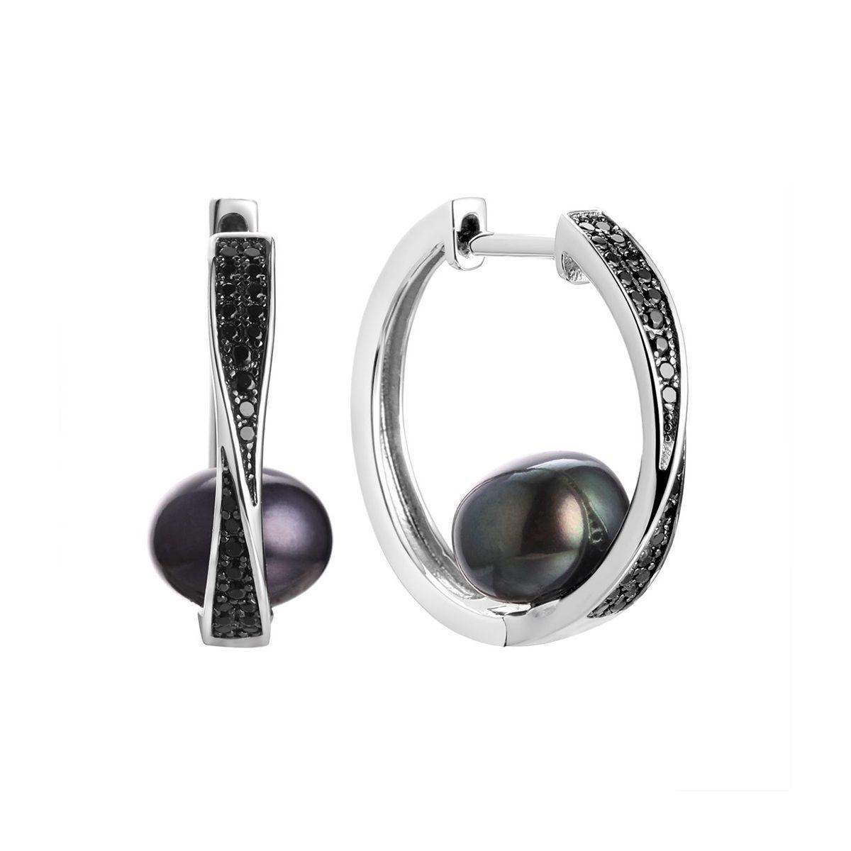 Серебряные серьги Aitana с чёрным жемчугом и шпинелью от Nasonpearl