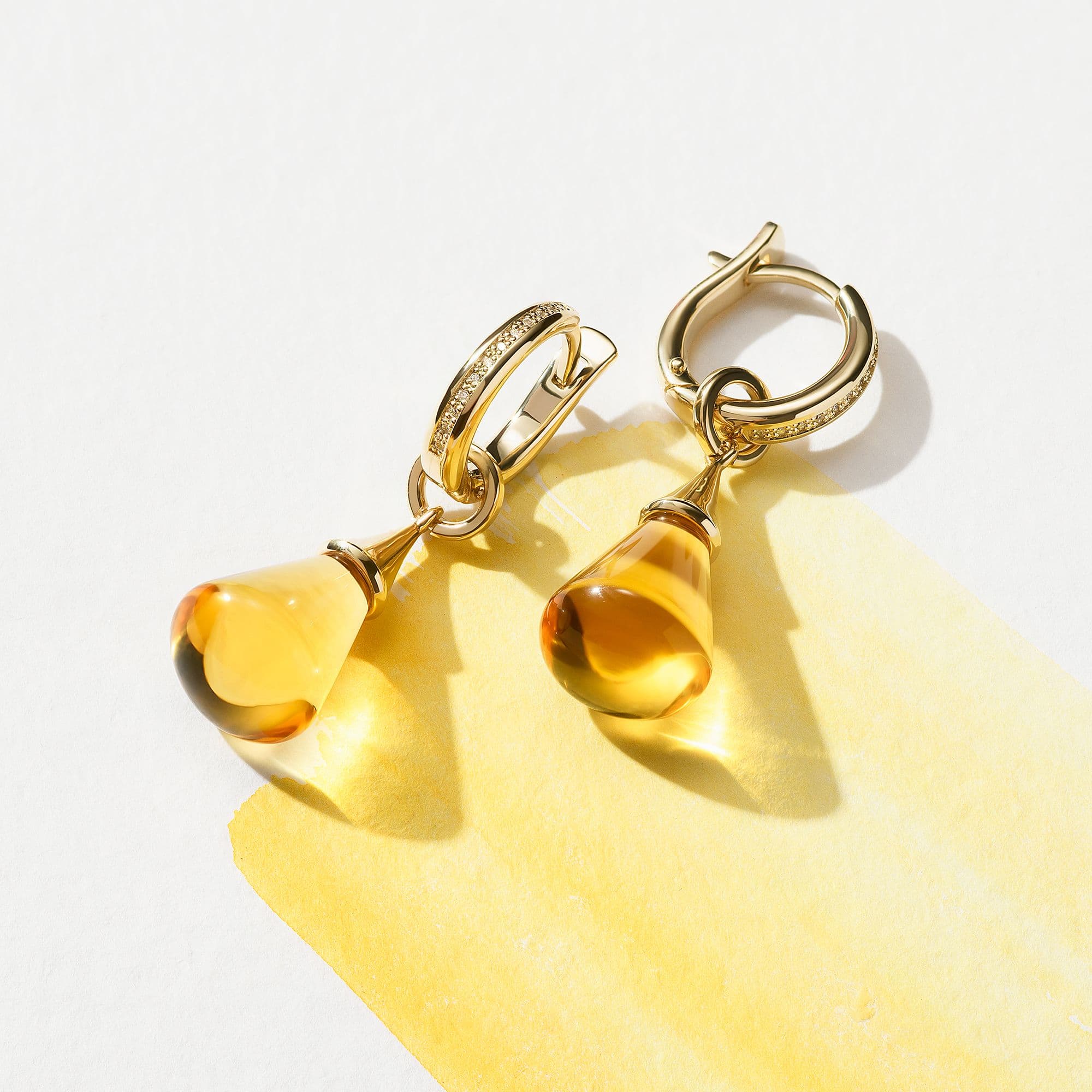 Золотые серьги-трансформеры Алхимия от Daiko Jewellery с цитринами и бриллиантами