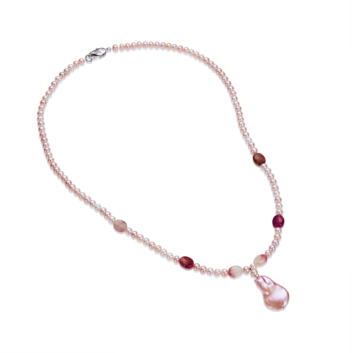 Ожерелье Дейнерис с розовым жемчугом и турмалином