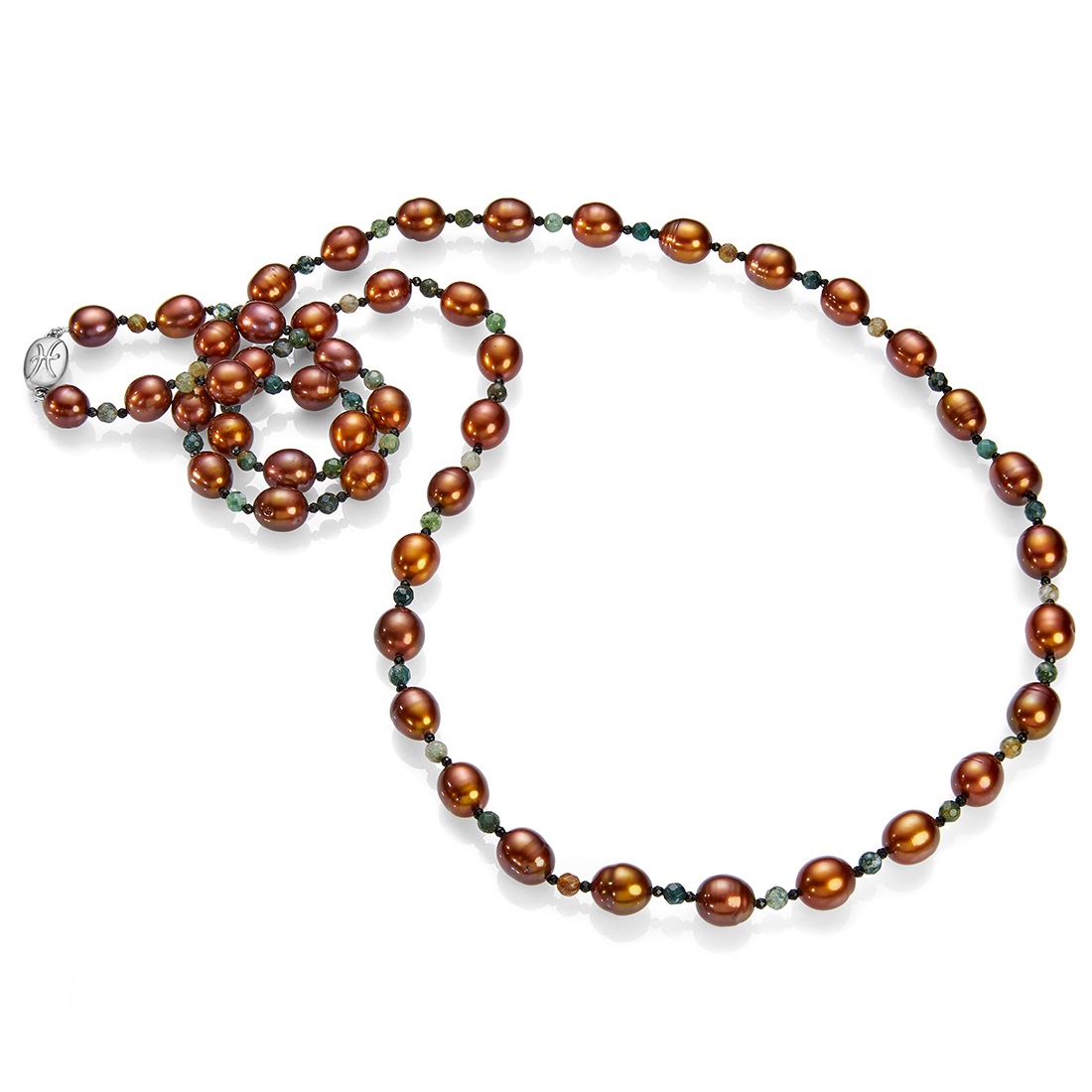 Ожерелье Марго из пресноводного жемчуга с агатом