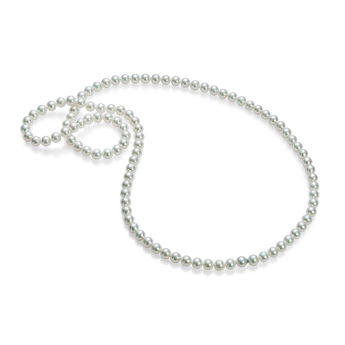 Длинное ожерелье из морского жемчуга Акойя