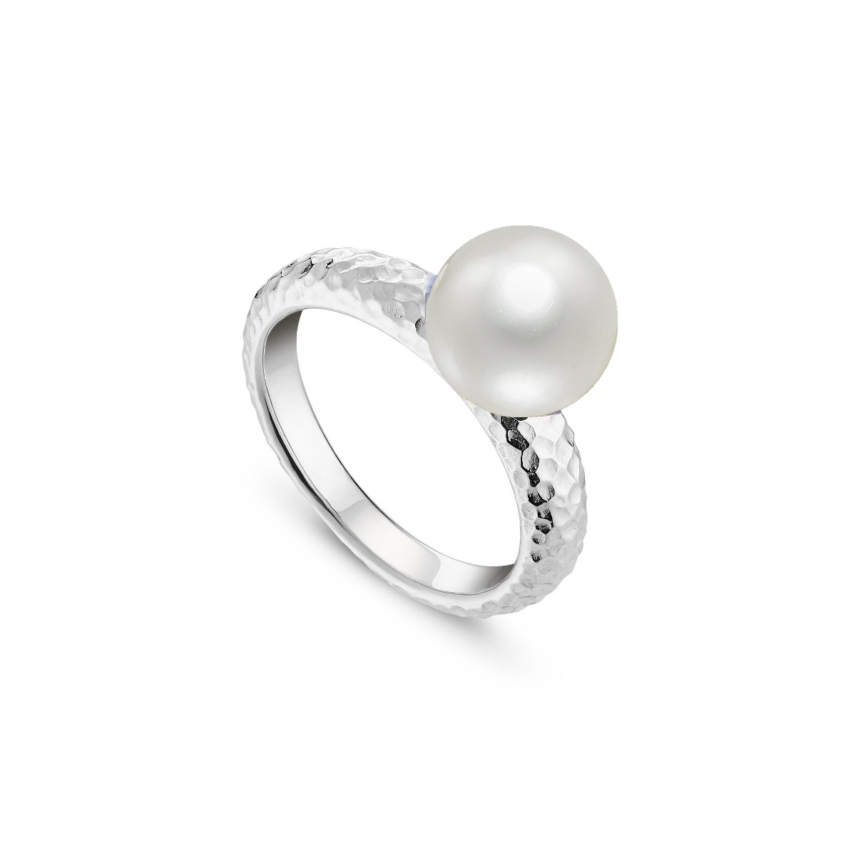 Серебряное кольцо Звенья любви с белой жемчужиной