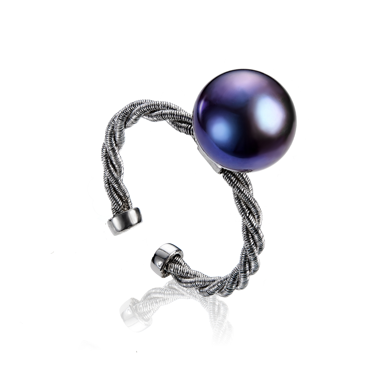 Серебряное кольцо Лэрри с черной жемчужиной