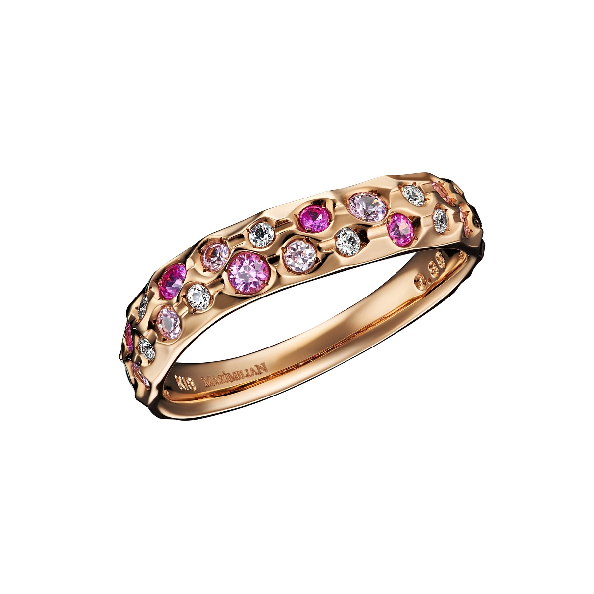 Золотое кольцо с разноцветными сапфирами