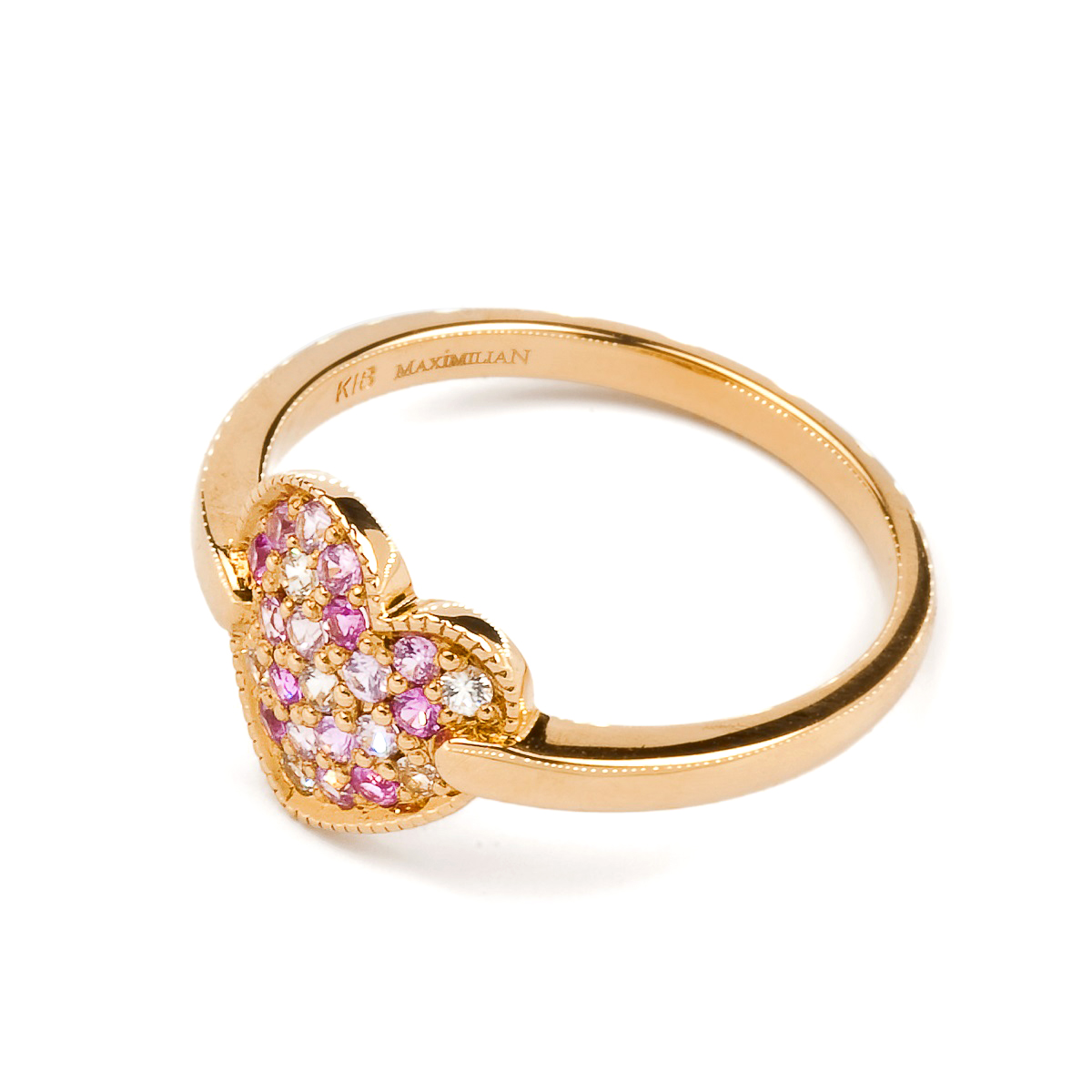 Золотое кольцо с розовыми и белыми сапфирами