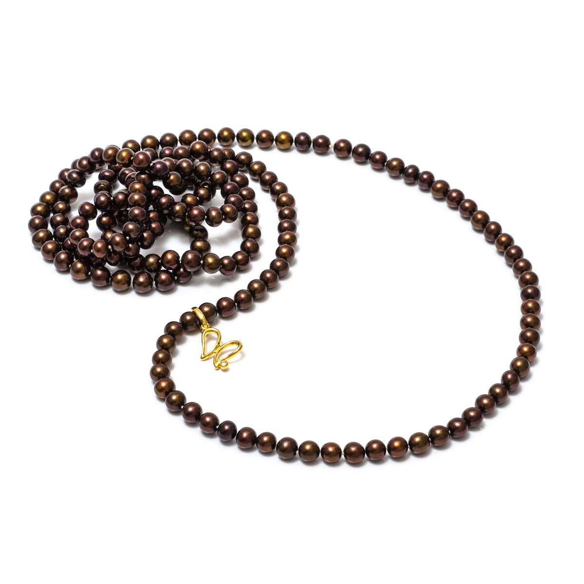 Длинное ожерелье Дрим из жемчуга цвета "шоколад"