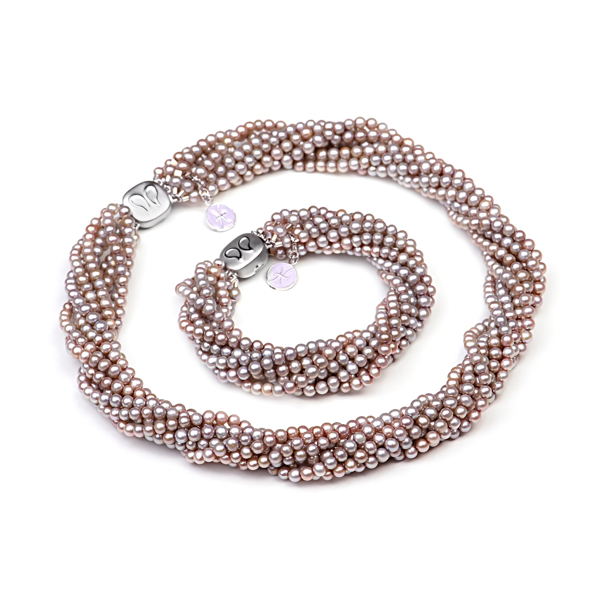 Ожерелье и браслет Одри из жемчуга цвета лаванды