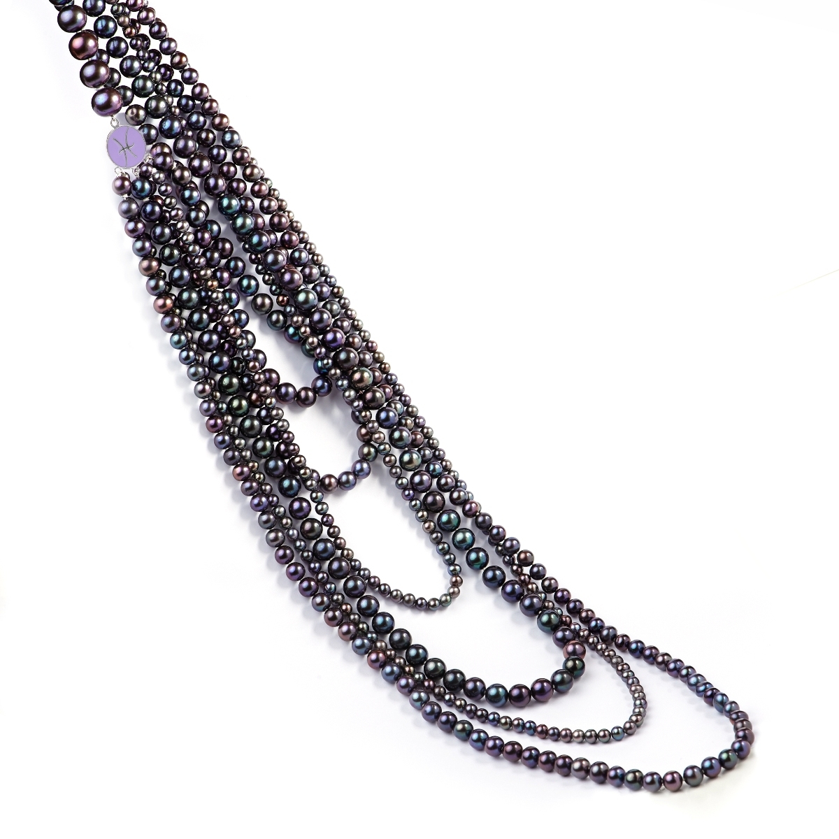 Ожерелье Каскад из черного жемчуга