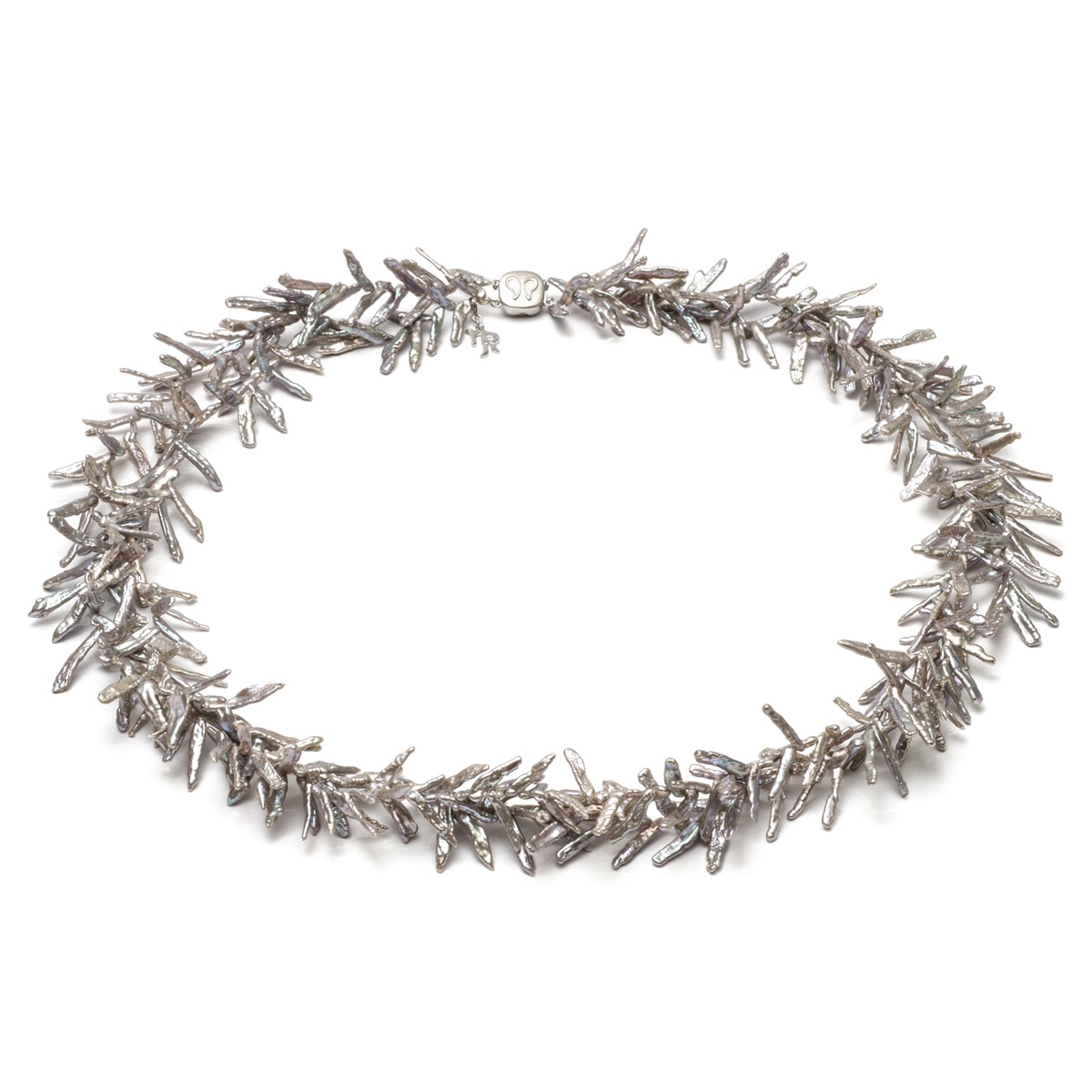 Ожерелье Снежинка из серого жемчуга в форме коралла