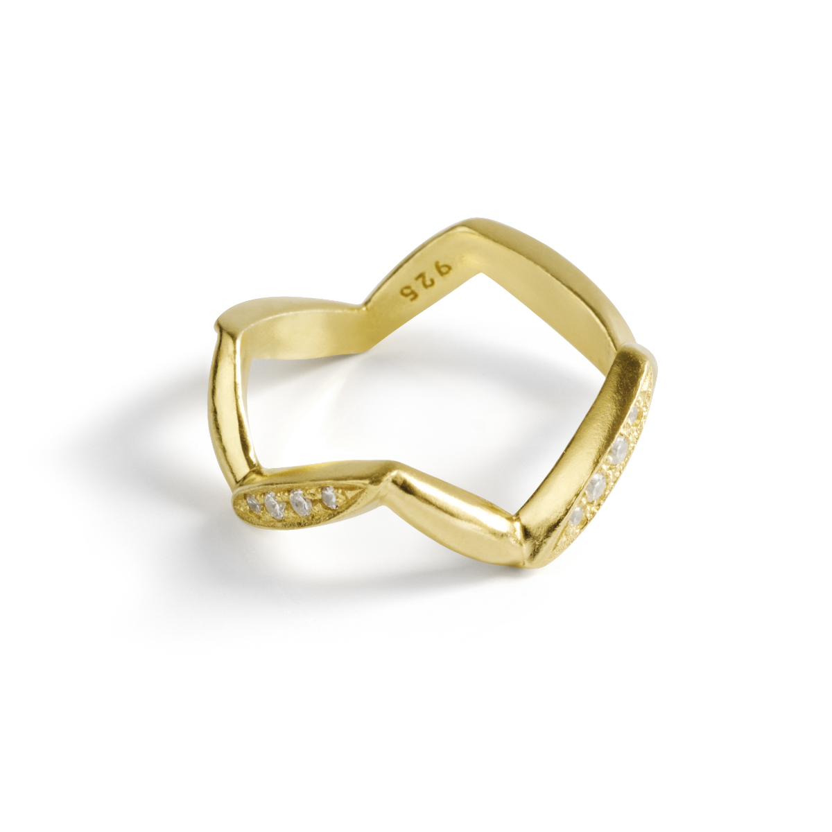 Позолоченное кольцо EVA с циркониями