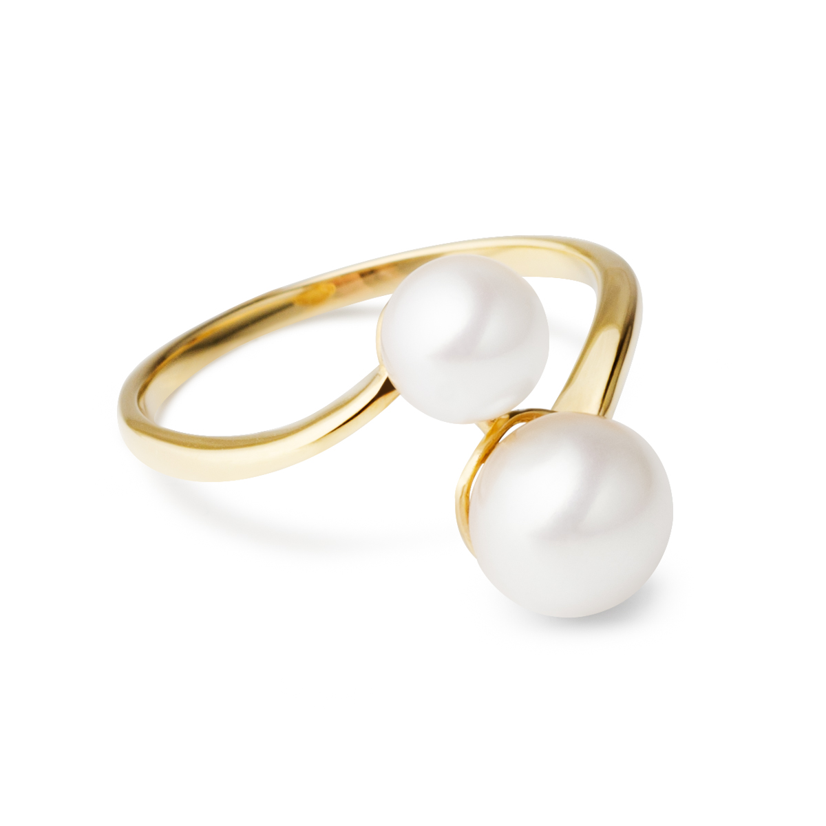 Золотое кольцо Elegance с белым жемчугом
