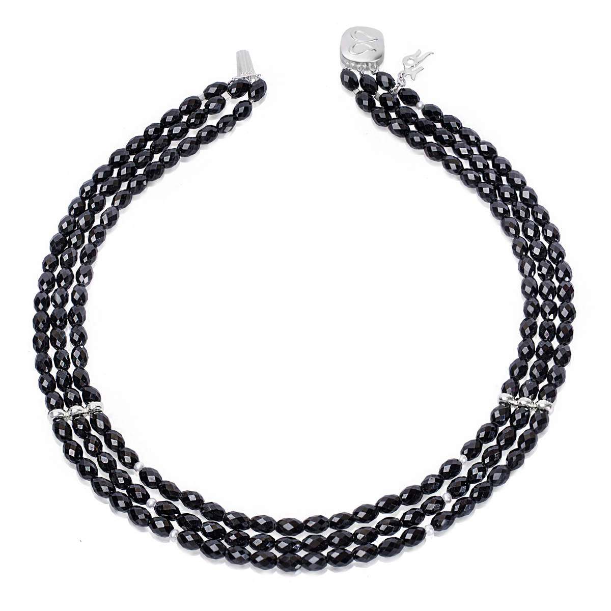 Ожерелье Этна из черной шпинели и белого жемчуга