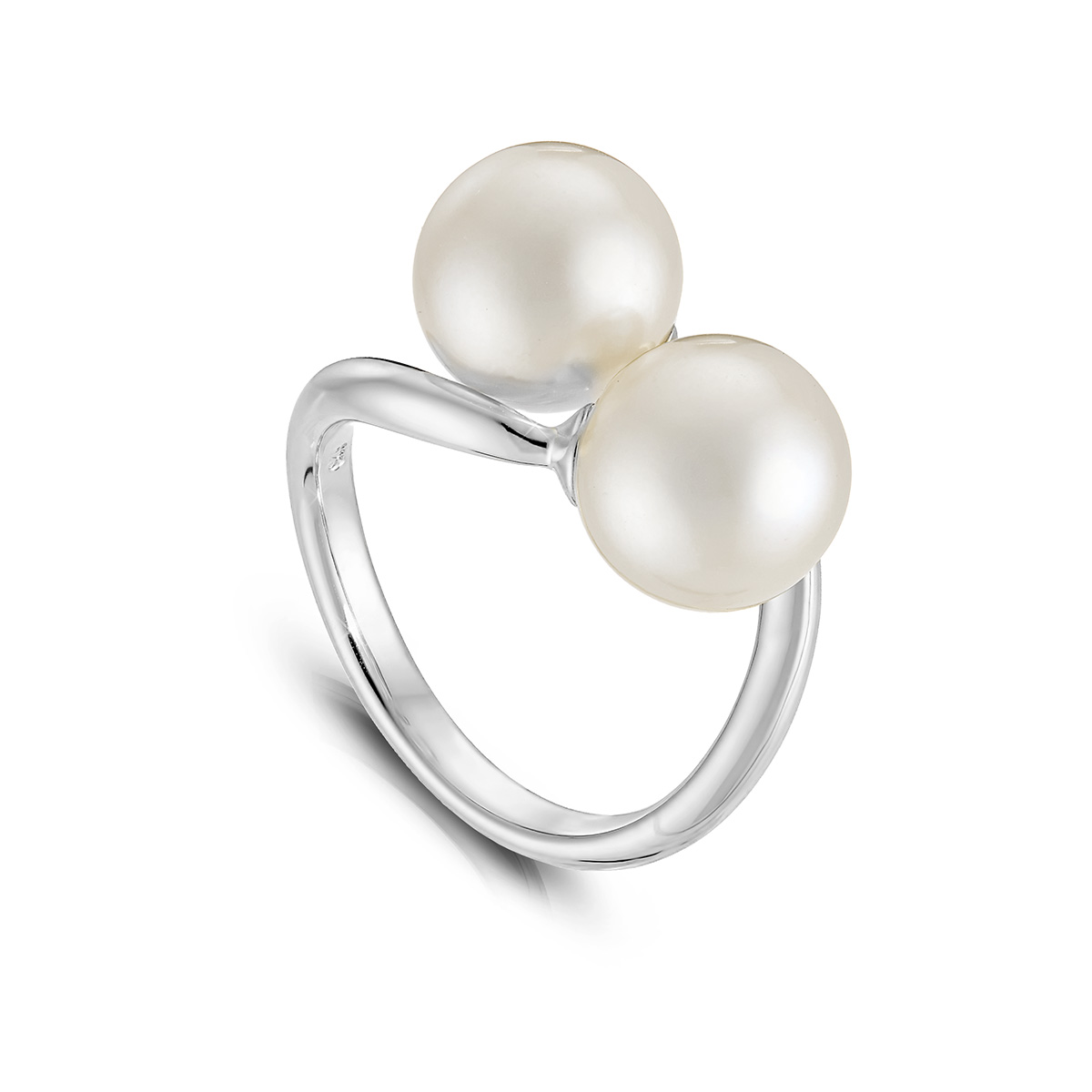 Серебряное кольцо Kiss с белым жемчугом