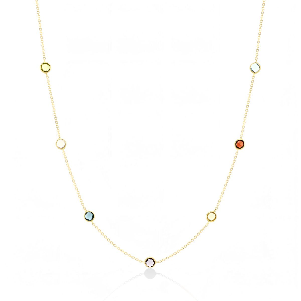 Золотое колье Палитра  от торгового дома Mostar Jewellery из полудрагоценных цветных камней