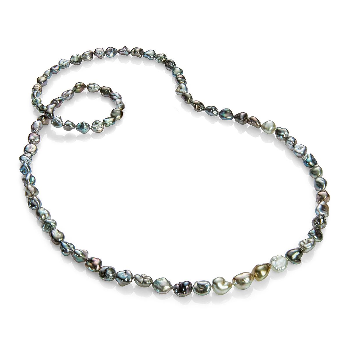 Ожерелье Ромблон из морского жемчуга Таити формы Кеши