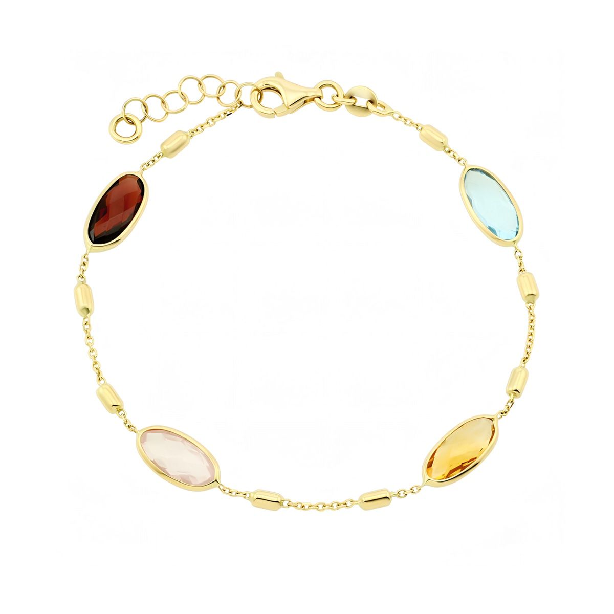 Золотой браслет Палитра от торгового дома Mostar Jewellery с топазом, цитрином, кварцем и гранатом
