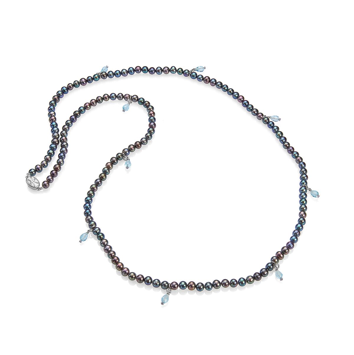 Ожерелье Black с жемчугом и голубым топазом