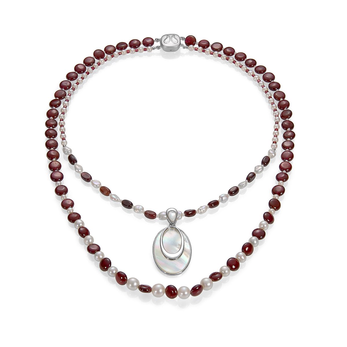 Ожерелье Бургунди от Nasonpearl из жемчуга и гранатов