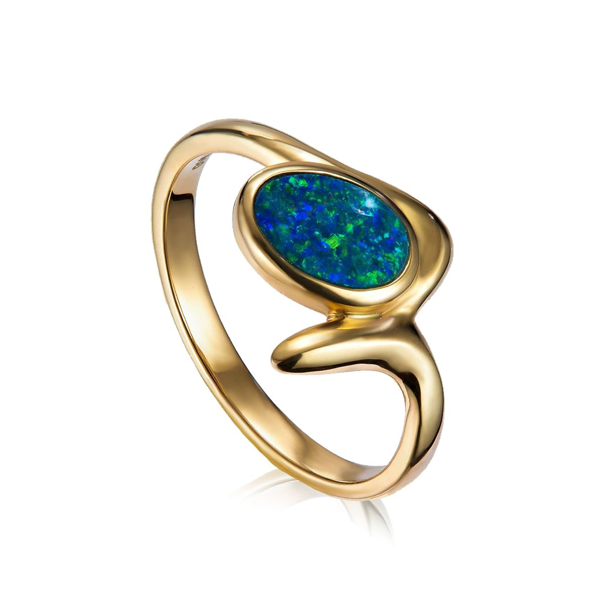 Золотое кольцо Ниагара с голубым опалом