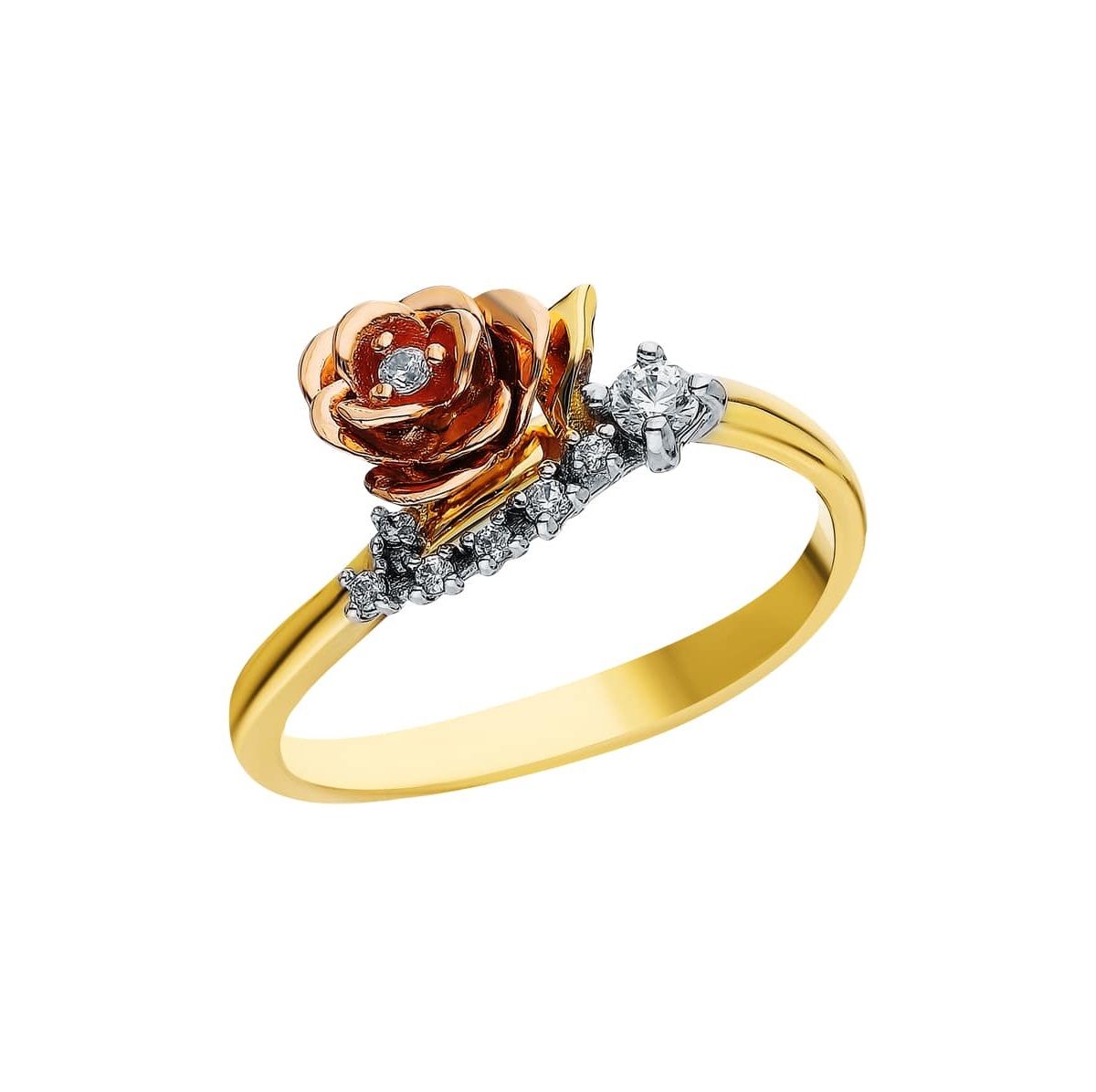 Золотое кольцо Роза от торгового дома Mostar Jewellery с циркониями