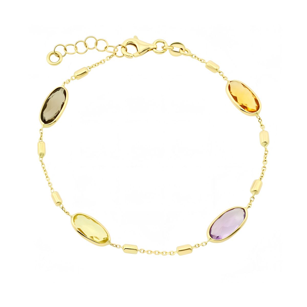 Золотой браслет Палитра с аметистом, цитрином и кварцем от торгового дома Mostar Jewellery